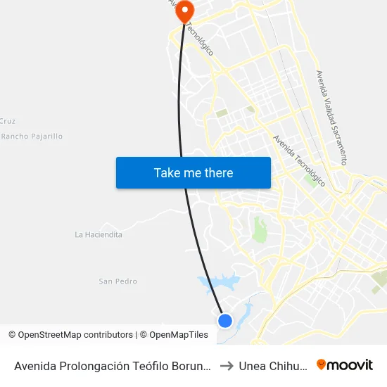 Avenida Prolongación Teófilo Borunda, 11802 to Unea Chihuahua map