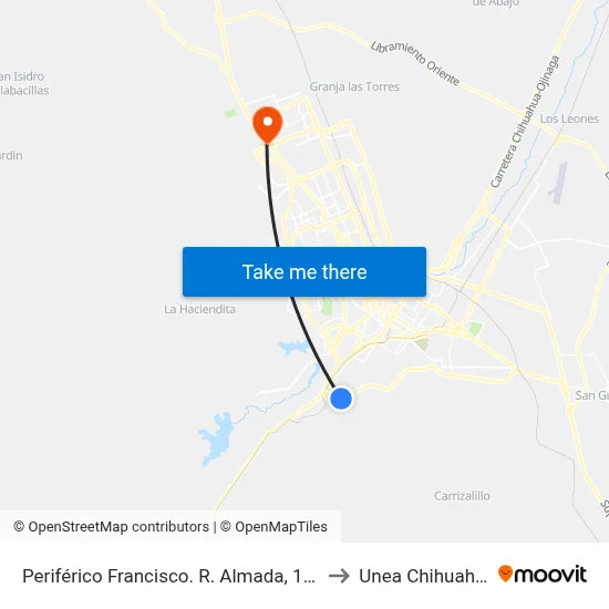 Periférico Francisco. R. Almada, 1802 to Unea Chihuahua map