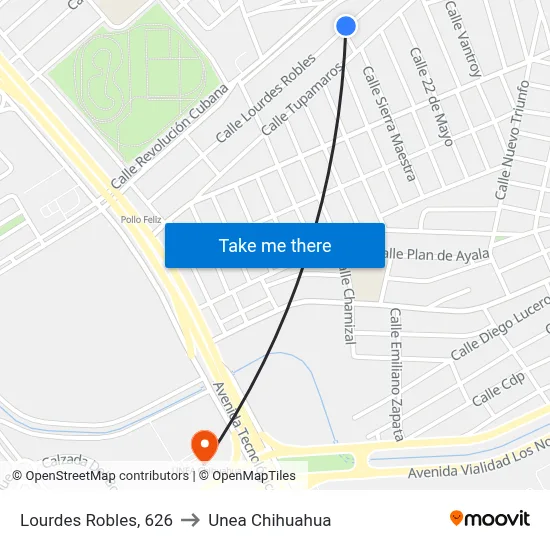 Lourdes Robles, 626 to Unea Chihuahua map