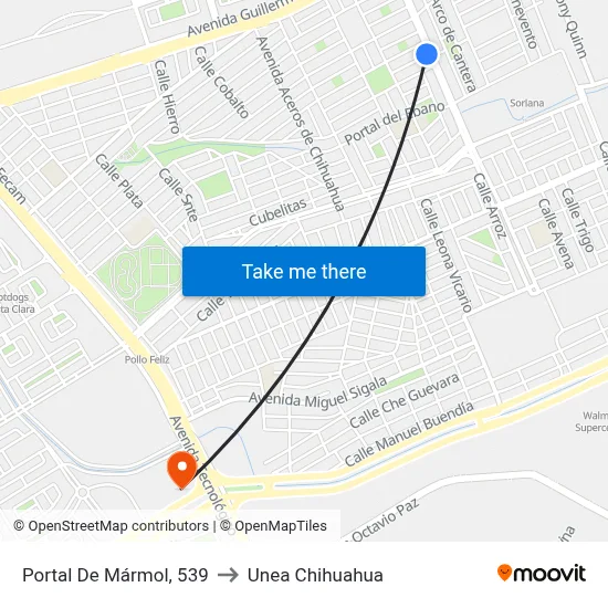 Portal De Mármol, 539 to Unea Chihuahua map