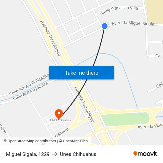 Miguel Sigala, 1229 to Unea Chihuahua map