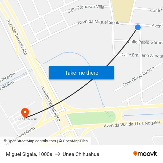 Miguel Sigala, 1000a to Unea Chihuahua map