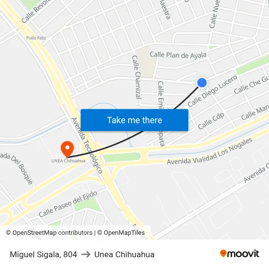 Miguel Sigala, 804 to Unea Chihuahua map