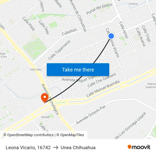 Leona Vicario, 16742 to Unea Chihuahua map