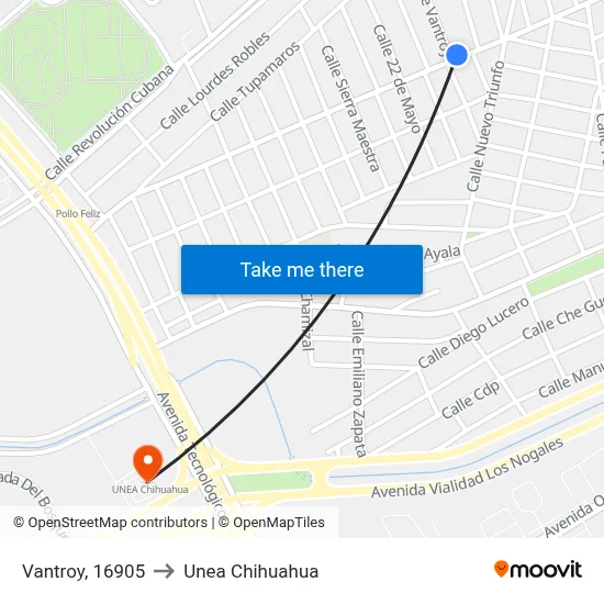 Vantroy, 16905 to Unea Chihuahua map