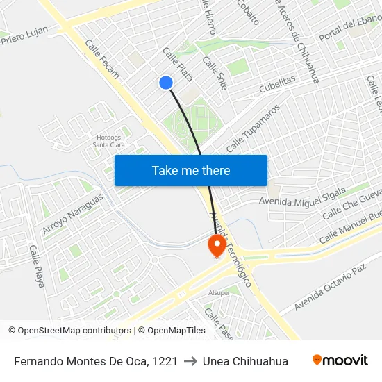 Fernando Montes De Oca, 1221 to Unea Chihuahua map
