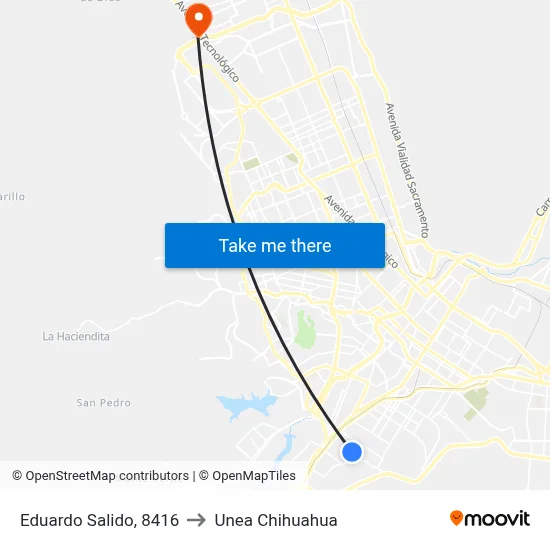 Eduardo Salido, 8416 to Unea Chihuahua map