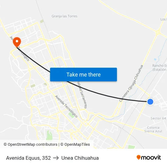 Avenida Equus, 352 to Unea Chihuahua map