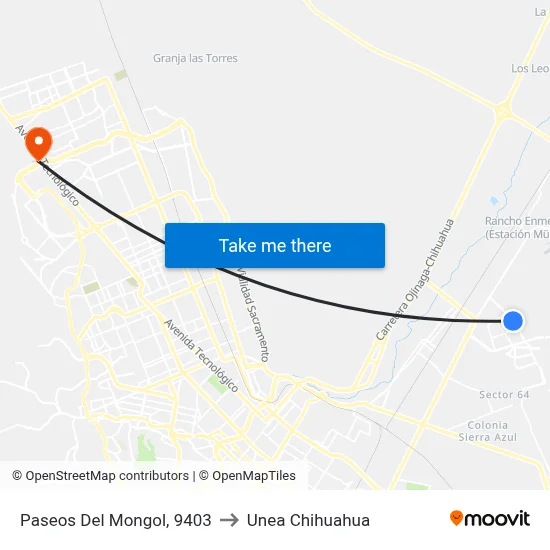 Paseos Del Mongol, 9403 to Unea Chihuahua map