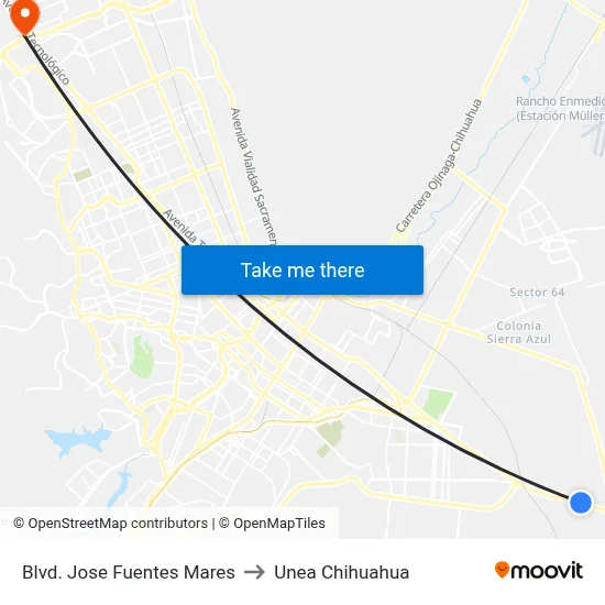 Blvd. Jose Fuentes Mares to Unea Chihuahua map