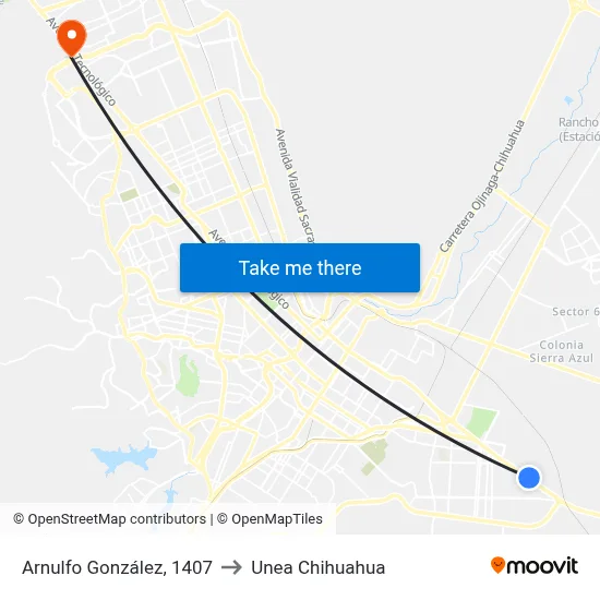 Arnulfo González, 1407 to Unea Chihuahua map