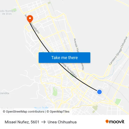 Misael Nuñez, 5601 to Unea Chihuahua map
