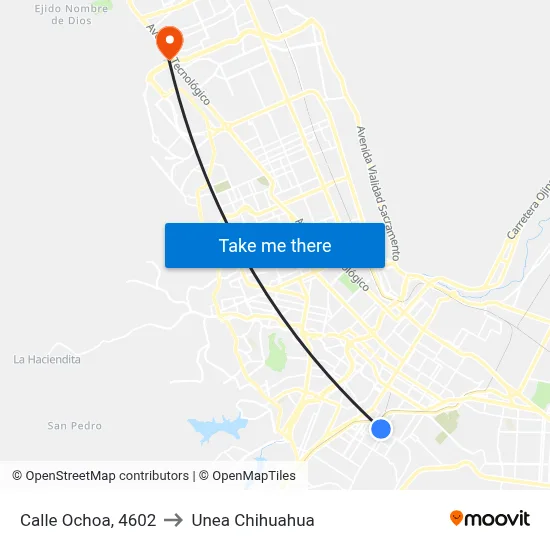 Calle Ochoa, 4602 to Unea Chihuahua map