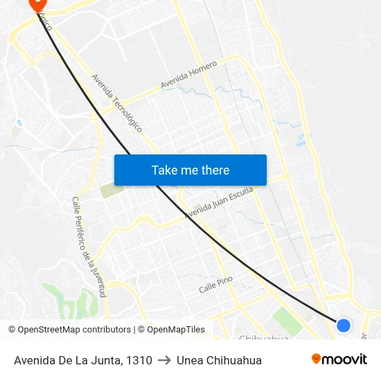 Avenida De La Junta, 1310 to Unea Chihuahua map