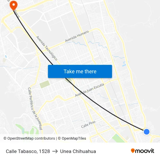 Calle Tabasco, 1528 to Unea Chihuahua map