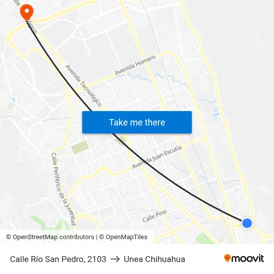 Calle Río San Pedro, 2103 to Unea Chihuahua map
