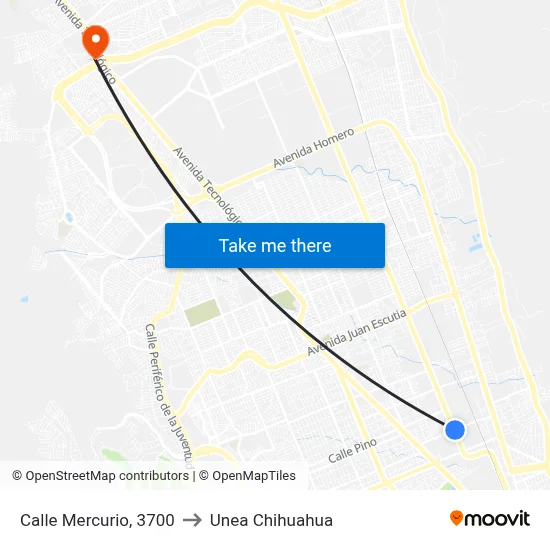 Calle Mercurio, 3700 to Unea Chihuahua map
