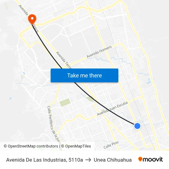Avenida De Las Industrias, 5110a to Unea Chihuahua map