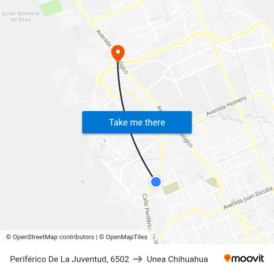 Periférico De La Juventud, 6502 to Unea Chihuahua map