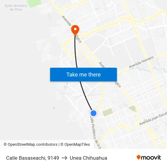 Calle Basaseachi, 9149 to Unea Chihuahua map