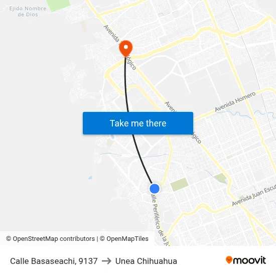Calle Basaseachi, 9137 to Unea Chihuahua map