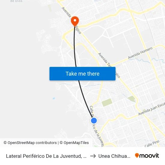 Lateral Periférico De La Juventud, 8317 to Unea Chihuahua map