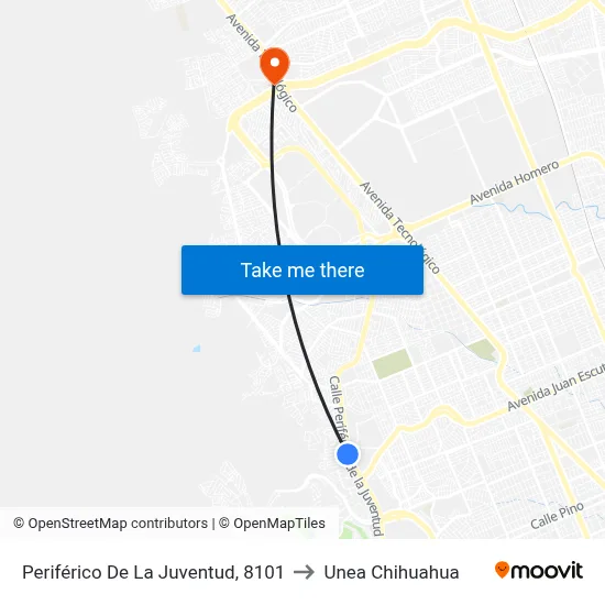 Periférico De La Juventud, 8101 to Unea Chihuahua map