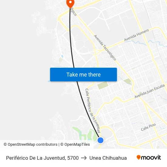 Periférico De La Juventud, 5700 to Unea Chihuahua map