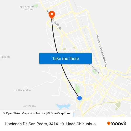 Hacienda De San Pedro, 3414 to Unea Chihuahua map