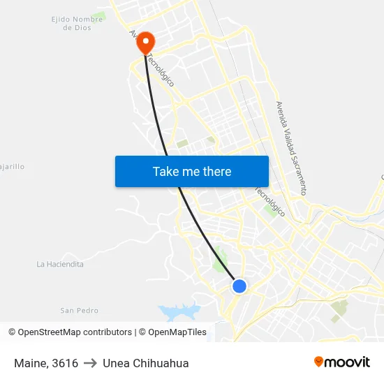 Maine, 3616 to Unea Chihuahua map