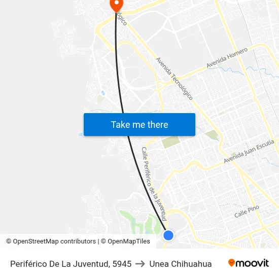 Periférico De La Juventud, 5945 to Unea Chihuahua map