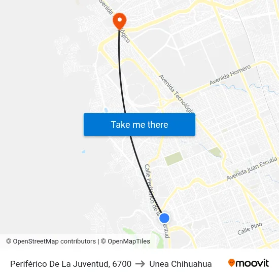Periférico De La Juventud, 6700 to Unea Chihuahua map