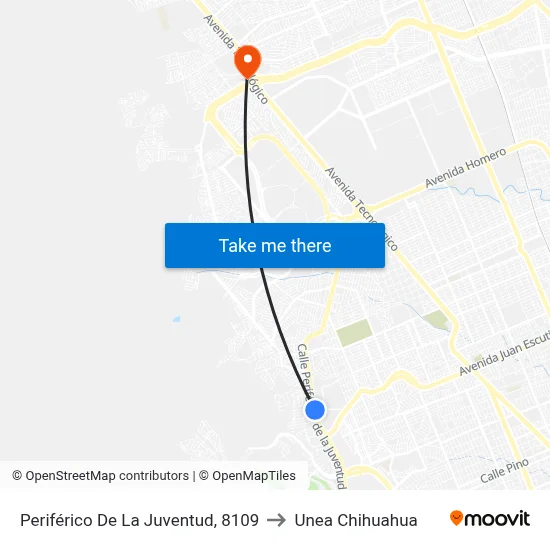 Periférico De La Juventud, 8109 to Unea Chihuahua map