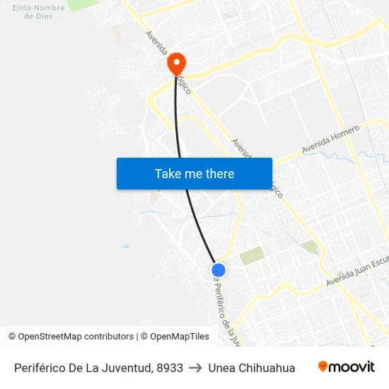 Periférico De La Juventud, 8933 to Unea Chihuahua map