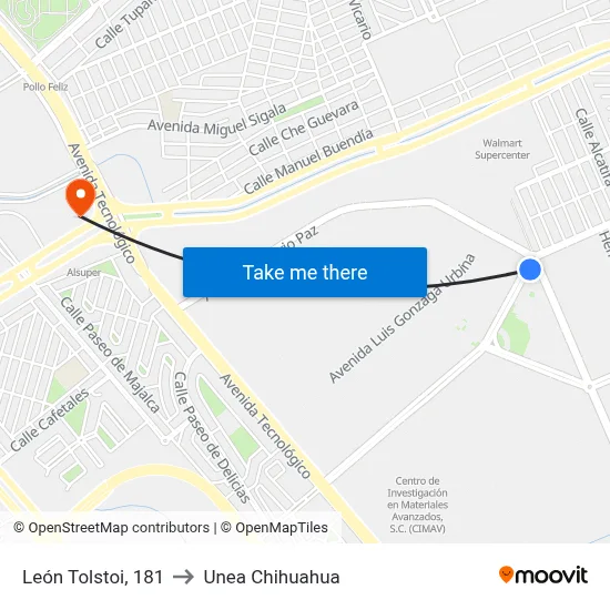 León Tolstoi, 181 to Unea Chihuahua map