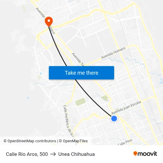 Calle Río Aros, 500 to Unea Chihuahua map