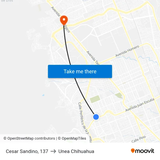 Cesar Sandino, 137 to Unea Chihuahua map