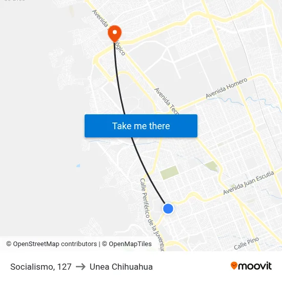 Socialismo, 127 to Unea Chihuahua map