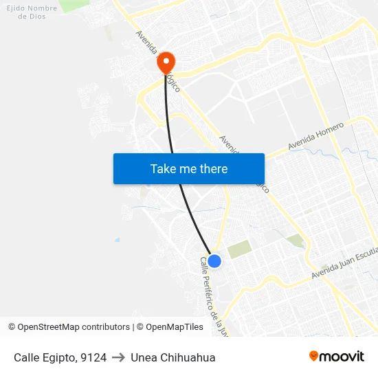 Calle Egipto, 9124 to Unea Chihuahua map
