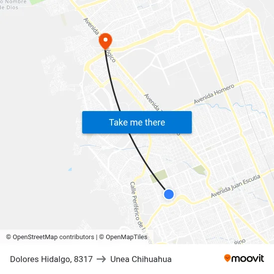 Dolores Hidalgo, 8317 to Unea Chihuahua map