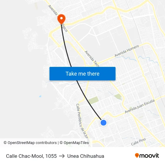 Calle Chac-Mool, 1055 to Unea Chihuahua map