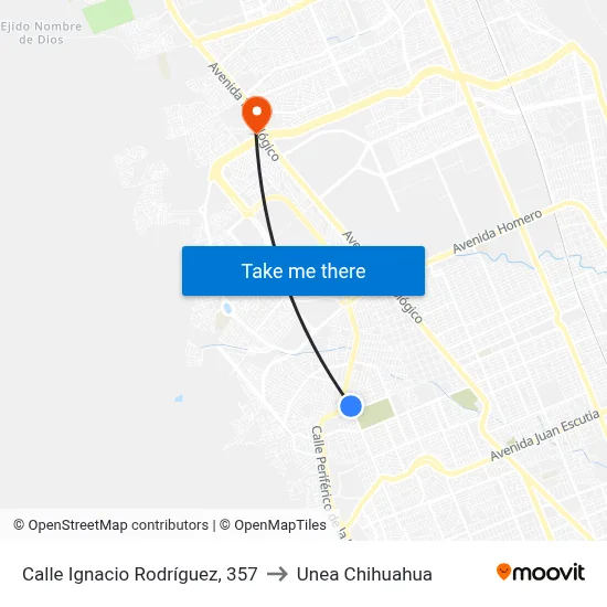Calle Ignacio Rodríguez, 357 to Unea Chihuahua map