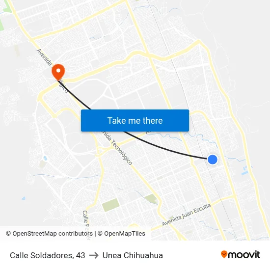 Calle Soldadores, 43 to Unea Chihuahua map
