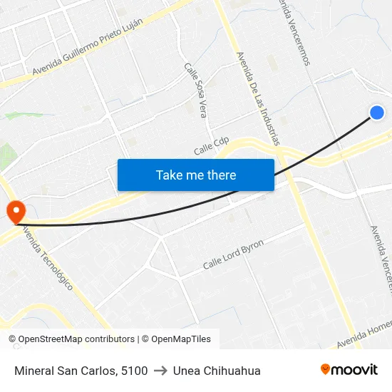 Mineral San Carlos, 5100 to Unea Chihuahua map