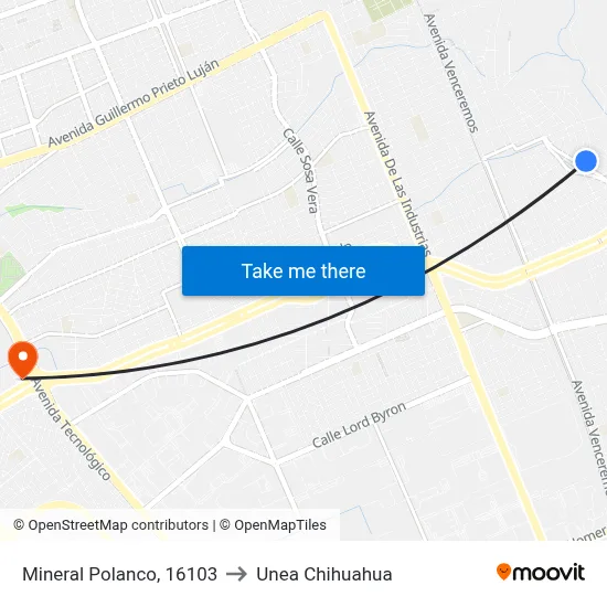 Mineral Polanco, 16103 to Unea Chihuahua map