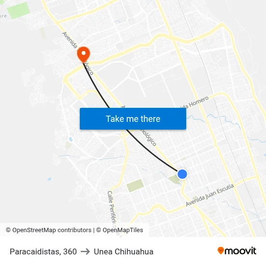 Paracaidistas, 360 to Unea Chihuahua map