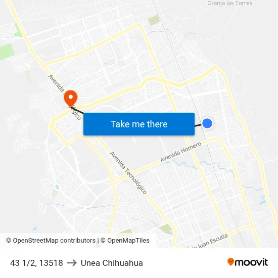 43 1/2, 13518 to Unea Chihuahua map