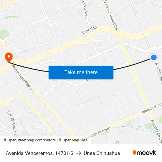 Avenida Venceremos, 14701-S to Unea Chihuahua map