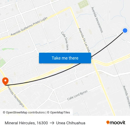Mineral Hércules, 16300 to Unea Chihuahua map