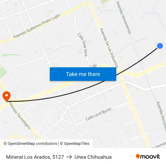 Mineral Los Arados, 5127 to Unea Chihuahua map